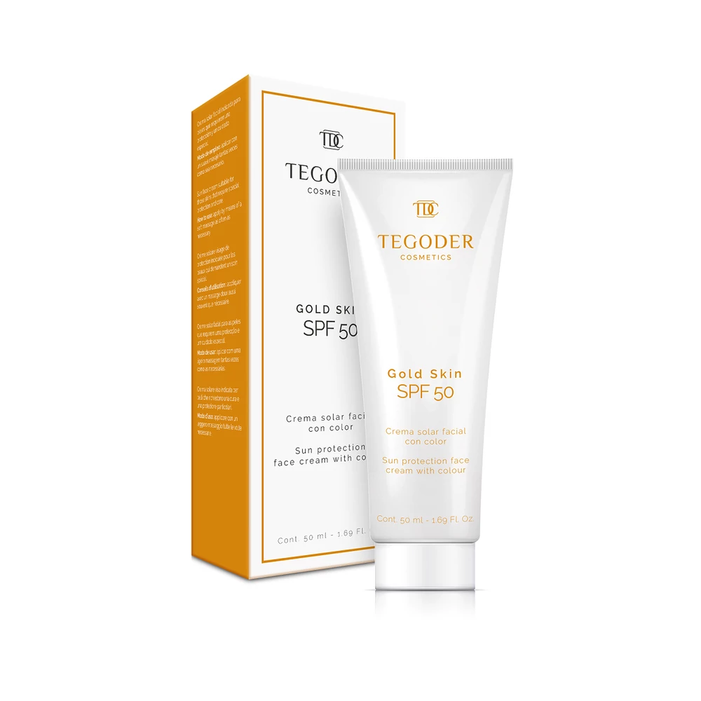 TEGODER Gold Skin SPF50  Színezett, tápláló arckrém, SPF 50 npyvédelemmel ,minden bőrtípusra 50 ml